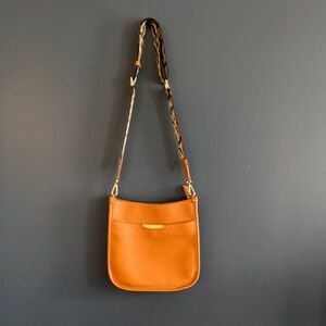 Leather Crossbody Brown with Leopard Strap